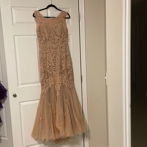 Beautiful taupe mermaid fit  prom dress!